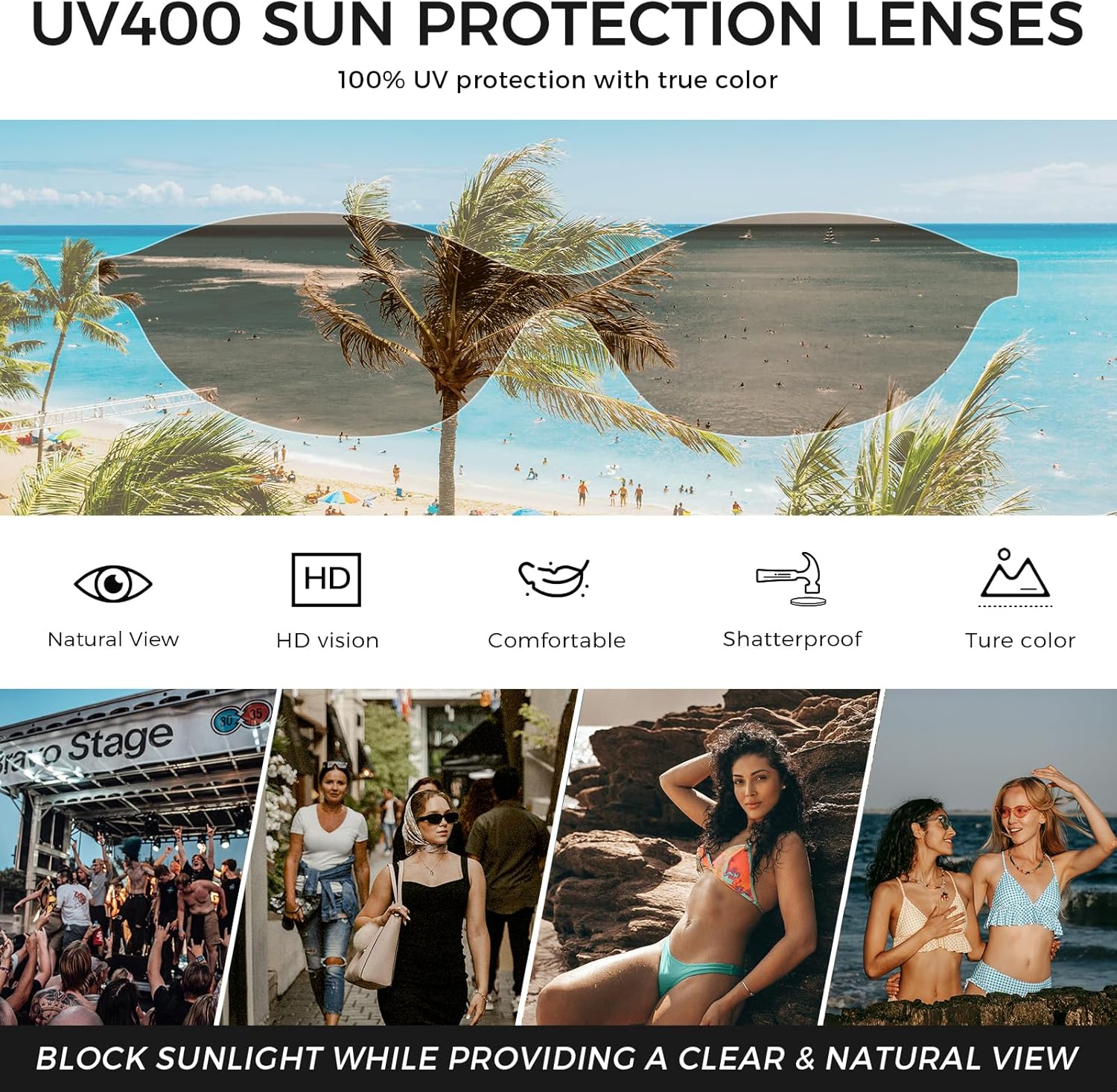 SUNGAIT Women's Retro Oval Sunglasses Chic Cat Eye 90s Style Lightweight UV Protection - Image 4