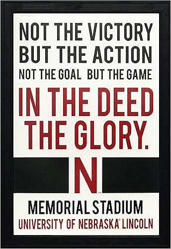 Limited Edition Nebraska Cornhuskers Poster Art Print - In The Deed The Glory - Husker Fan Gift - 13x19" (No Frame)