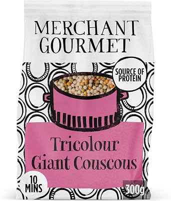 Merchant Gourmet Dried Tricolour Giant Couscous 2.4 kg - Source of Protein, Low Fat, Vegan -No Need to Pre-Soak - Pack of 8 x 300g Boxes