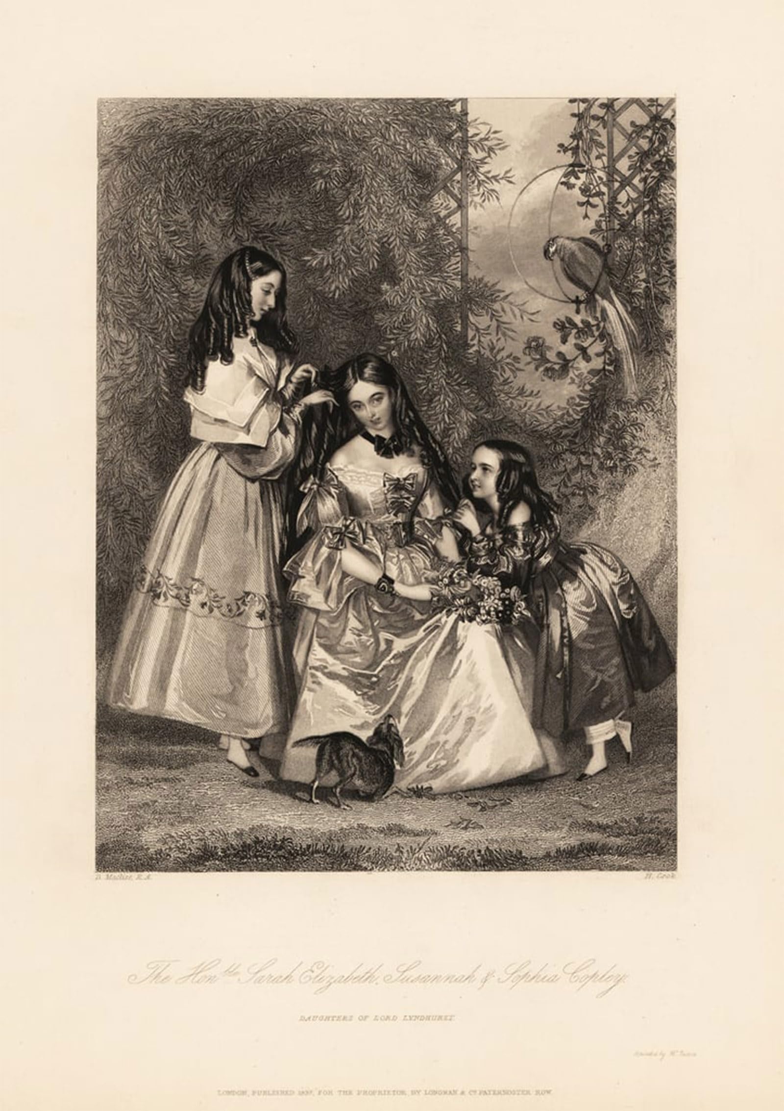 POSTERIIk Vintage Classic Picture Landscape Artwork Sarah Elizabeth Susannah and Sophia Copley by Daniel Maclise Portrait Canvas Painting for Office Home Decor 60x90cm