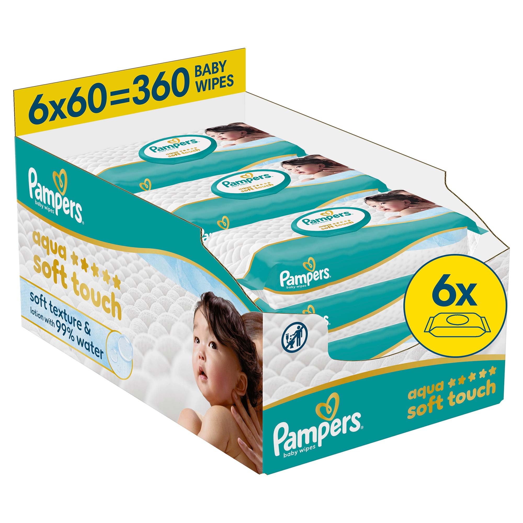 Pampers Aqua Soft Touch Bebek Islak Havlu 6 Paket 360 Yaprak