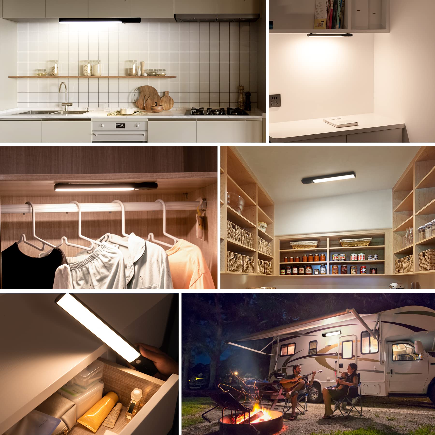 YELKO Under Cabinet Lighting 100 LED Motion Sensor Closet Lights 4200mAh Rechargeable Counter Lights Battery Operated Dimmable Portable — view 5