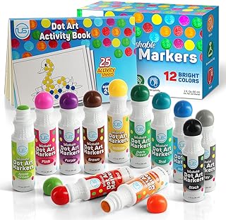 Dot Markers | Bingo Daubers 12 Washable Color Dot Markers For Toddlers, Toddler Activities, Bingo Markers and Activity Boo...