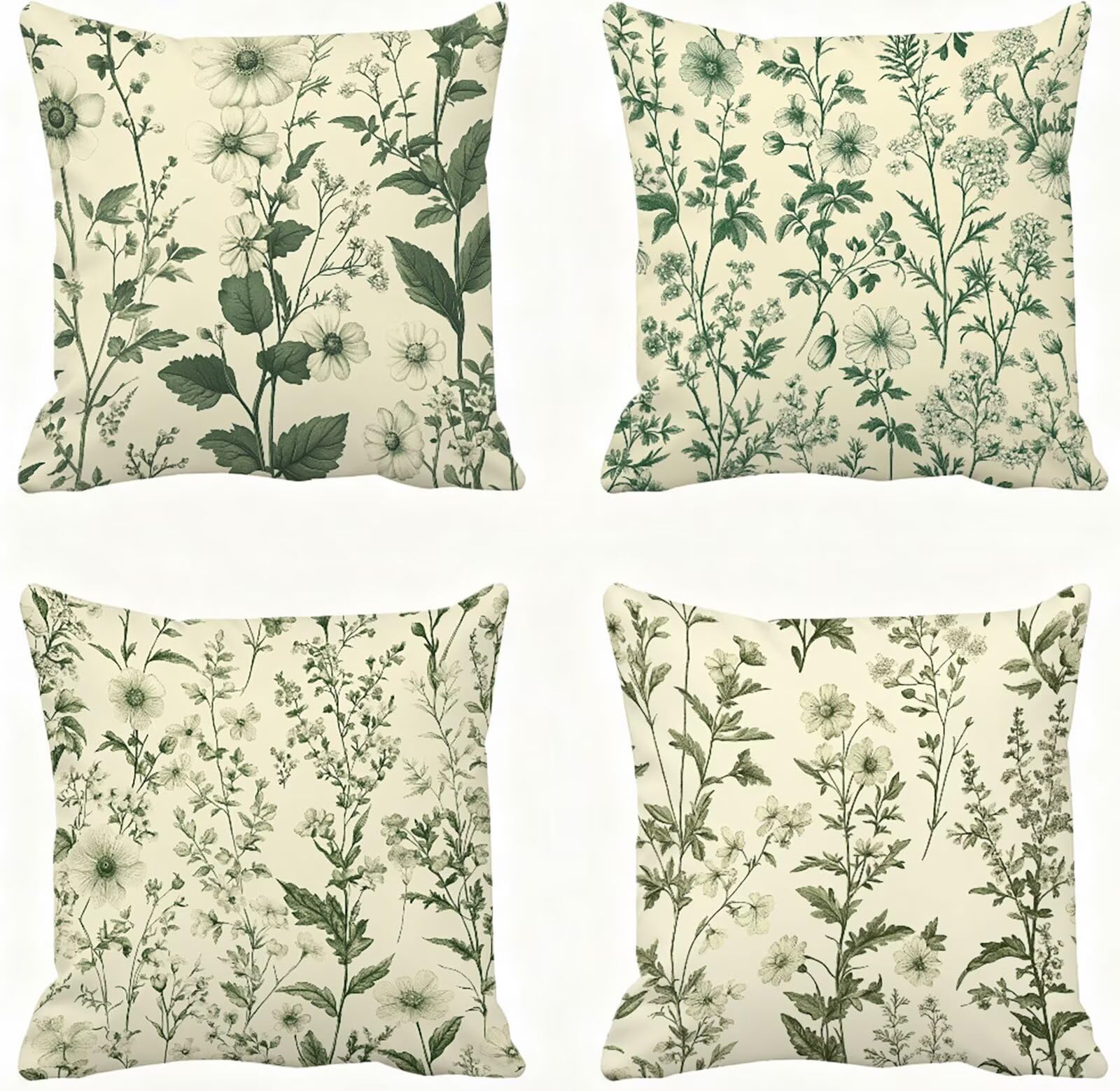 Verde Funda Cojin 60x60 Planta Funda Almohada 60x60 Cojines Sofa Súper Suave Fundas Cojines Decorativos Fundas Almohadas 4 Piezas Almohada Cervicales y Cuello, para Hogar Cama Salon Decoracion E - 603