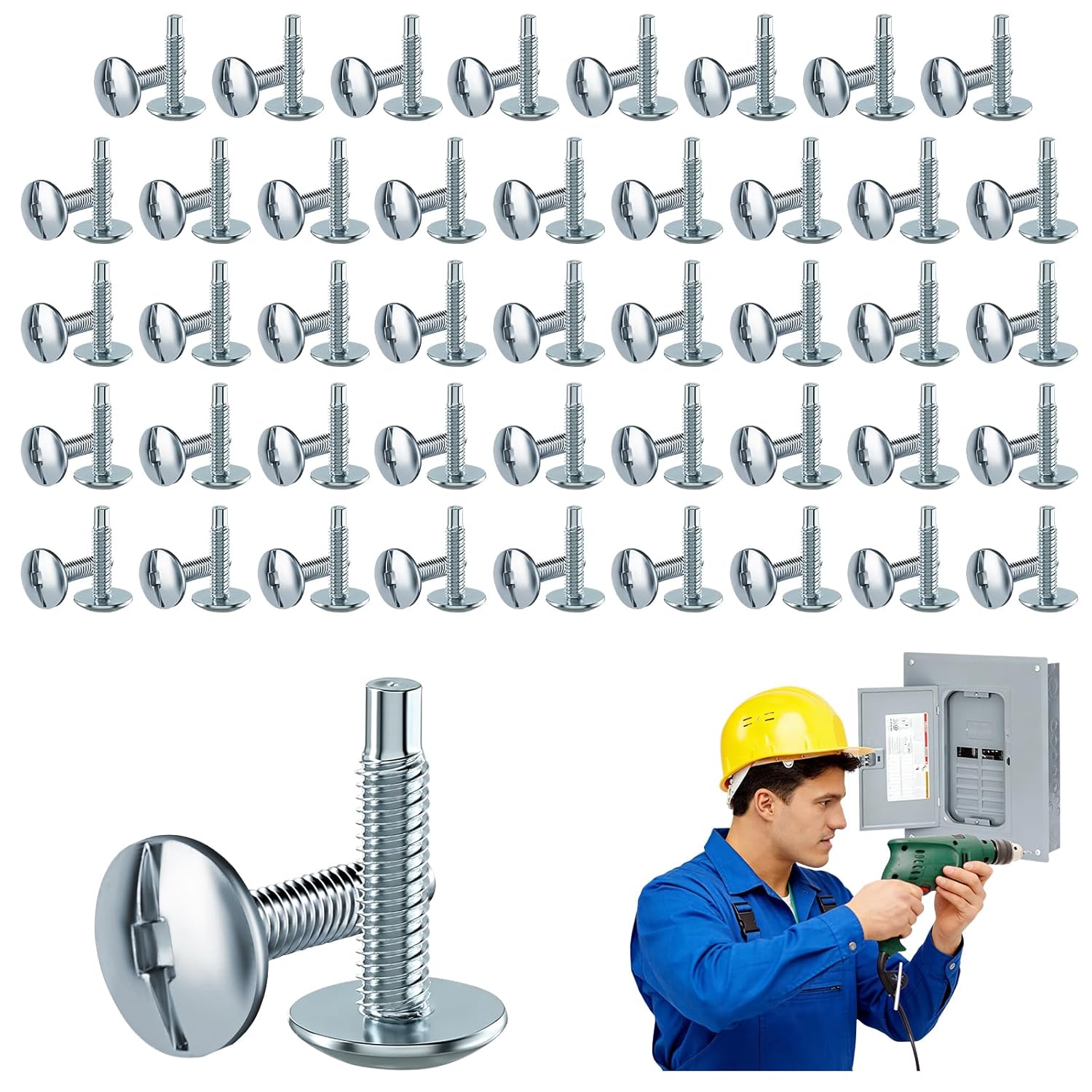 100Pcs Load Center Cover Replacement Screws Compatible with Siemens ECTS2, Panel Screws for Siemens EQ Type & Murray Load Centers, Zinc Electrical Screws