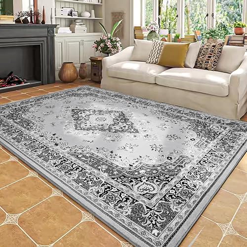 HOMORE 5x8 Washable Vintage Area Rug Grey