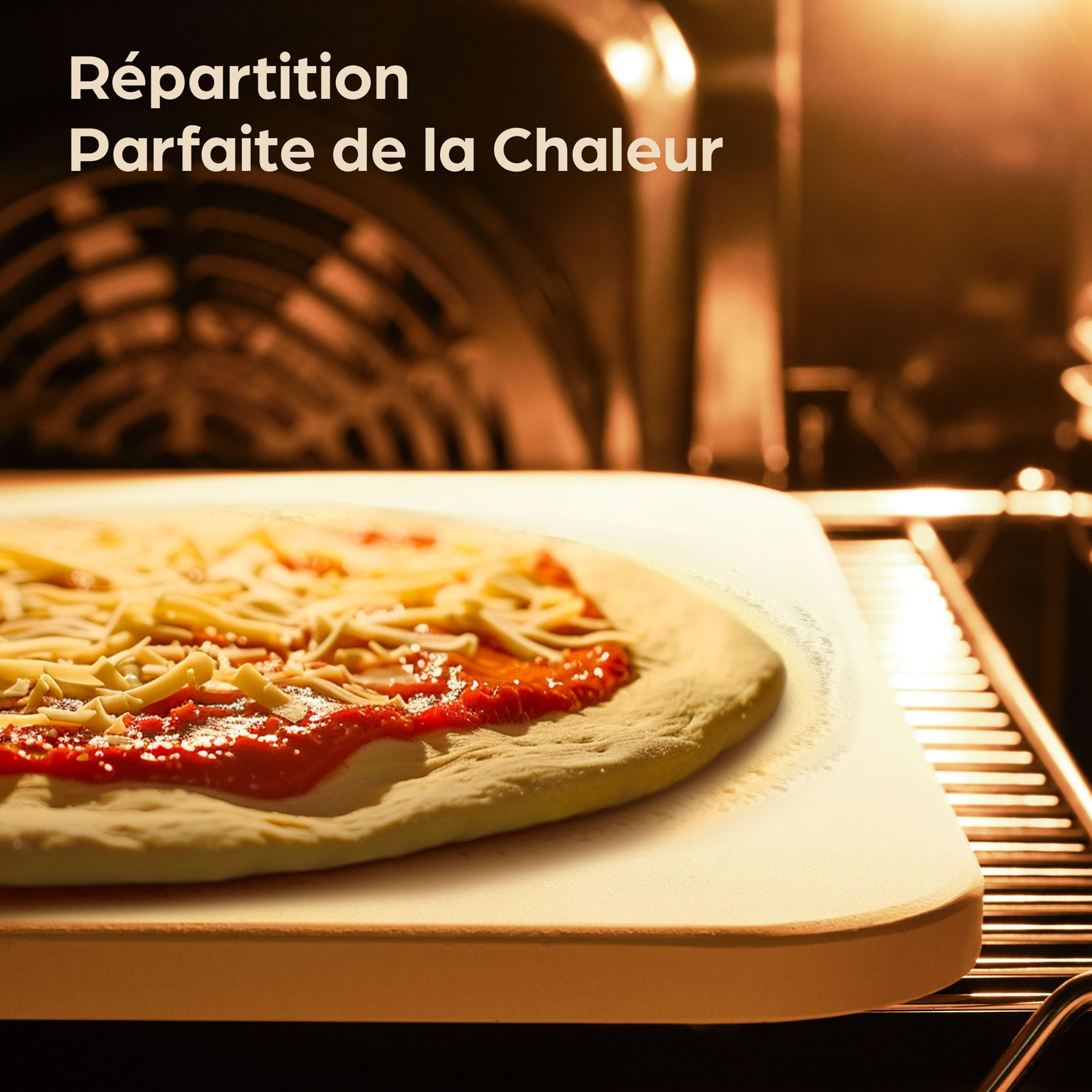Praknu Pierre a Pizza pour Four et Barbecue - Rectangulaire 38x 30cm - Pierre Pizza en Cordiérite à Four et Barbecue - Pour Pizzas Croustillantes