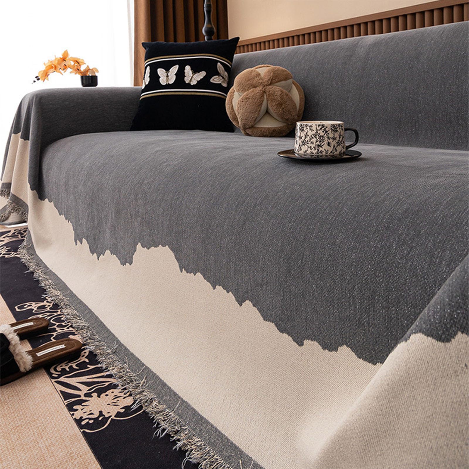 Plaids en chenille lavables en machine 180x300 pour canapé 3 places