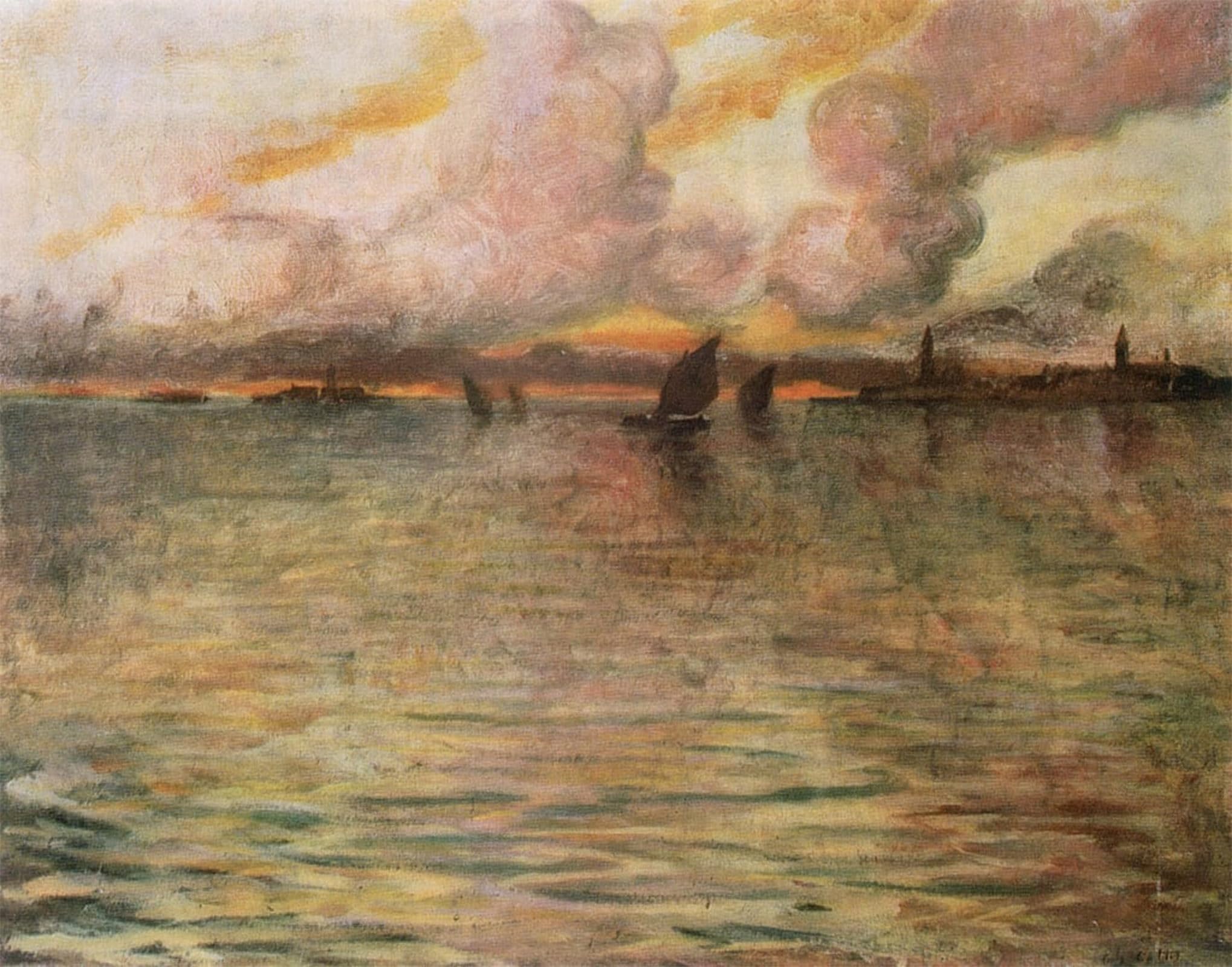 ARTXLXXBN Famous Print Painting Colorful Art Print Seascape with Distant View of by Charles Cottet Canvas Art Decorations for Home Decor 60x90cm