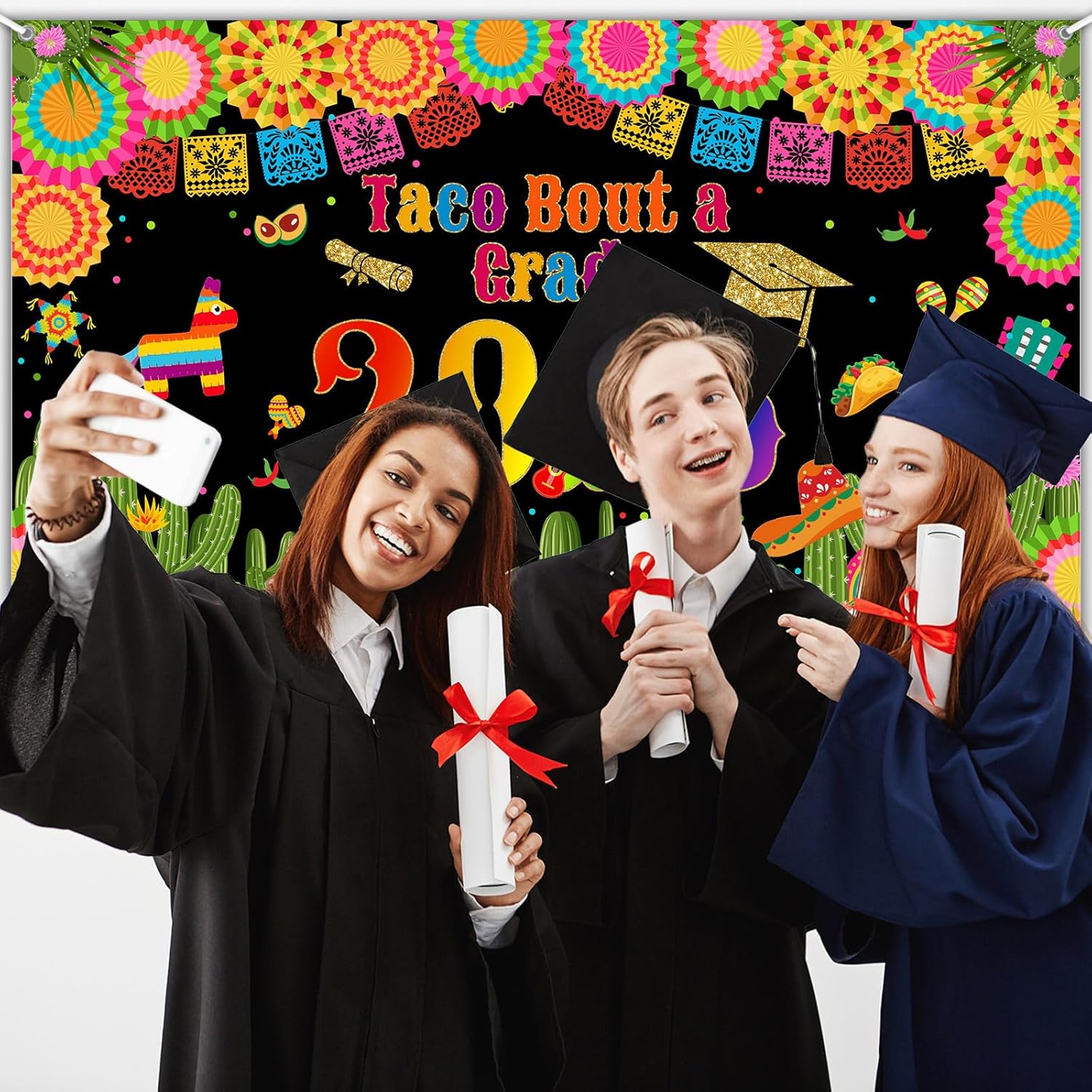 Avezano Mexican Fiesta Graduation Backdrop Taco Bout a Grad 2026 Graduation Banner Fiesta Theme Congrats Grad Party Supplies Class of 2026 Banner 70.8 x 43.3 Inch