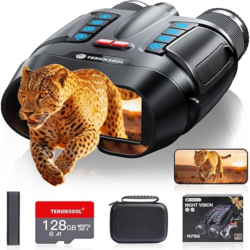 Night Vision Goggles - Smart APP 4K Night Vision Binoculars, 10000mAh Battery, 128GB Card Included, 3'' UHD Screen & 8X Zoom Binoculars, 2000FT Range Goggles for Camping, Hunting, Security (Black)