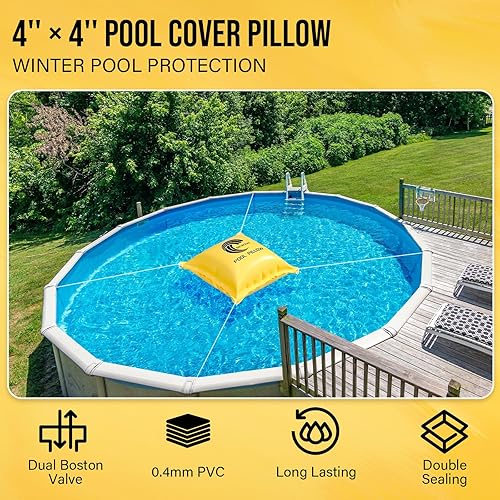 Miniatura 5 de Almohadas de piscina para piscina sobre el suelo, 4 x 4 pies, ultra gruesas y resistentes al frío, almohada de aire de piscina para el invierno,