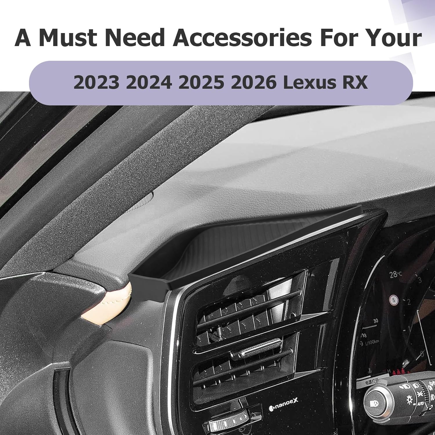 LUWU 2026 RX Dashboard Non-Slip Mat Compatible with 2023 2024 2025 2026 Lexus RX350/RX450/RX500 Accessories Silicone Protective Pad Liner Protective Pad Center Console Liner Mat Black