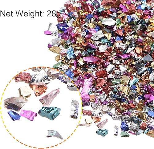 Miniatura 3 de uxcell Chips de vidrio triturado de 6 colores, vidrio metálico con purpurina irregular de 0.39 a 0.157 pulgadas para manualidades, manualidades,
