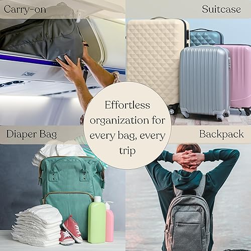 Vista 6 de Juego de 9 cubos de equipaje Organizador de maleta, bonitos cubos de embalaje, organizador de bolsas de viaje para equipaje con artículos