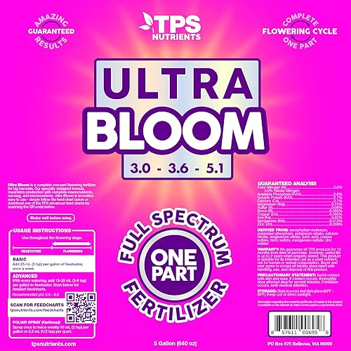 Miniatura 3 de Ultra Bloom by TPS Nutrients fertilizante de plantas de floración y fructificación con todos los NPK Cal-Mag y micros 1 galón 128 onzas