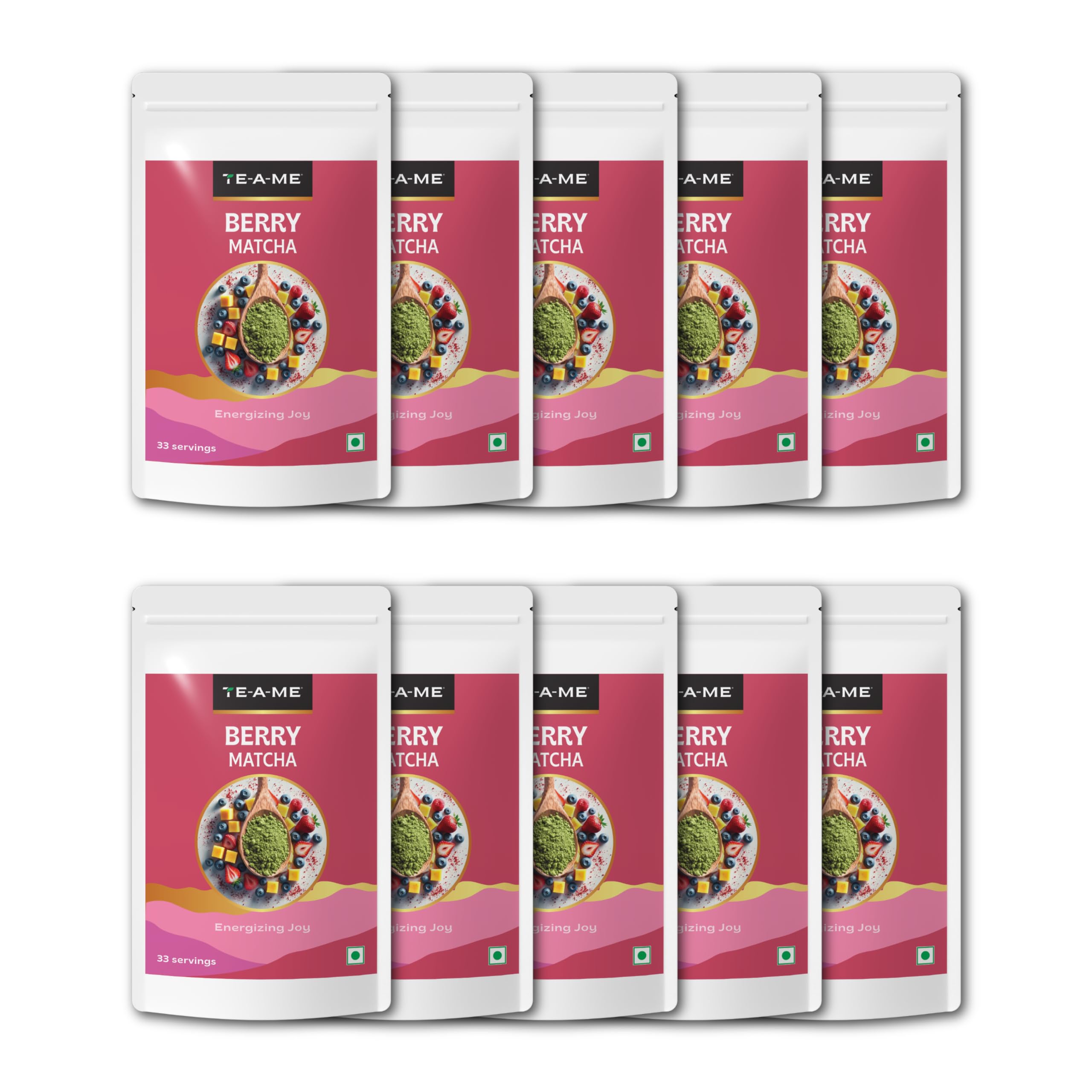 TE-A-ME Matcha Tea Powder 500g (50g x 10) | Macha Tea Powder - Berry Flavoured