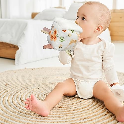 Miniatura 8 de Bloque de juguete suave con anillo de madera para bebés de 0 a 3 y 0 a 6 meses. El cubo de actividades de alto contraste perfecto y juguete de