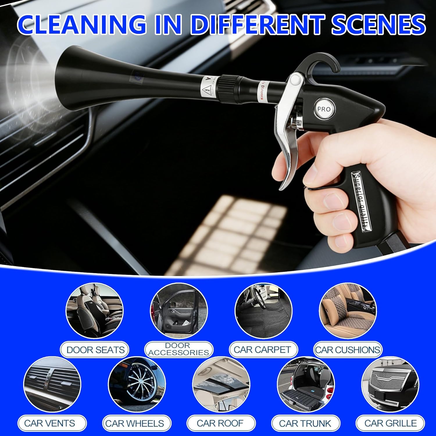 Detailing Car Cleaning Gun, High Pressure Air Blow Gun for Interior Dryer, Car Detailing Kit Interior Cleaner, Car Detailing Tools Quickly Blowing Out Dirt and Dust Working with Air Compressor