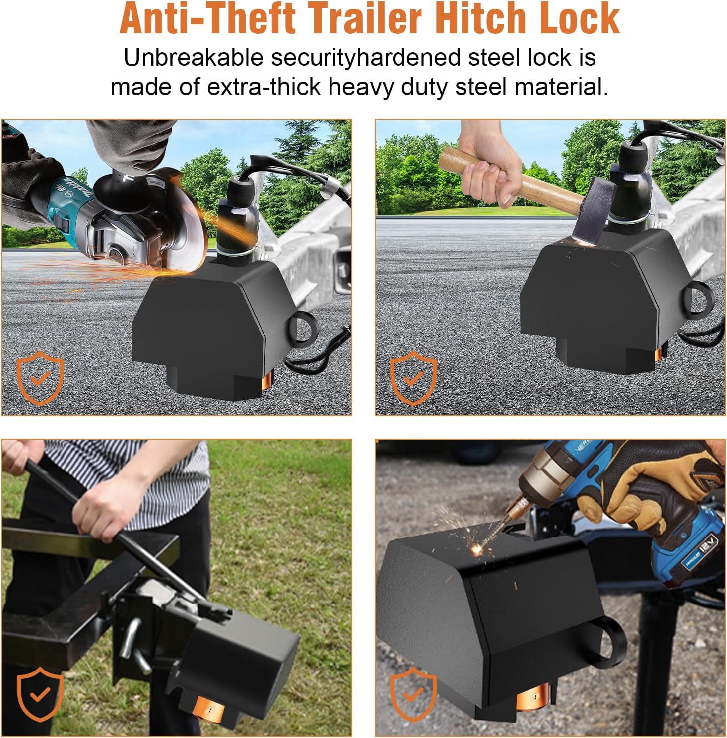 Trailer Hitch Locks, Heavy Duty Trailer Coupler Lock Fits 2" & 2-5/16" Couplers, Upgraded Anti Theft Trailer Lock with Anti-pry Brass Lock Core,Trailer Tongue Lock for Travel Trailers Boats Trucks Rvs