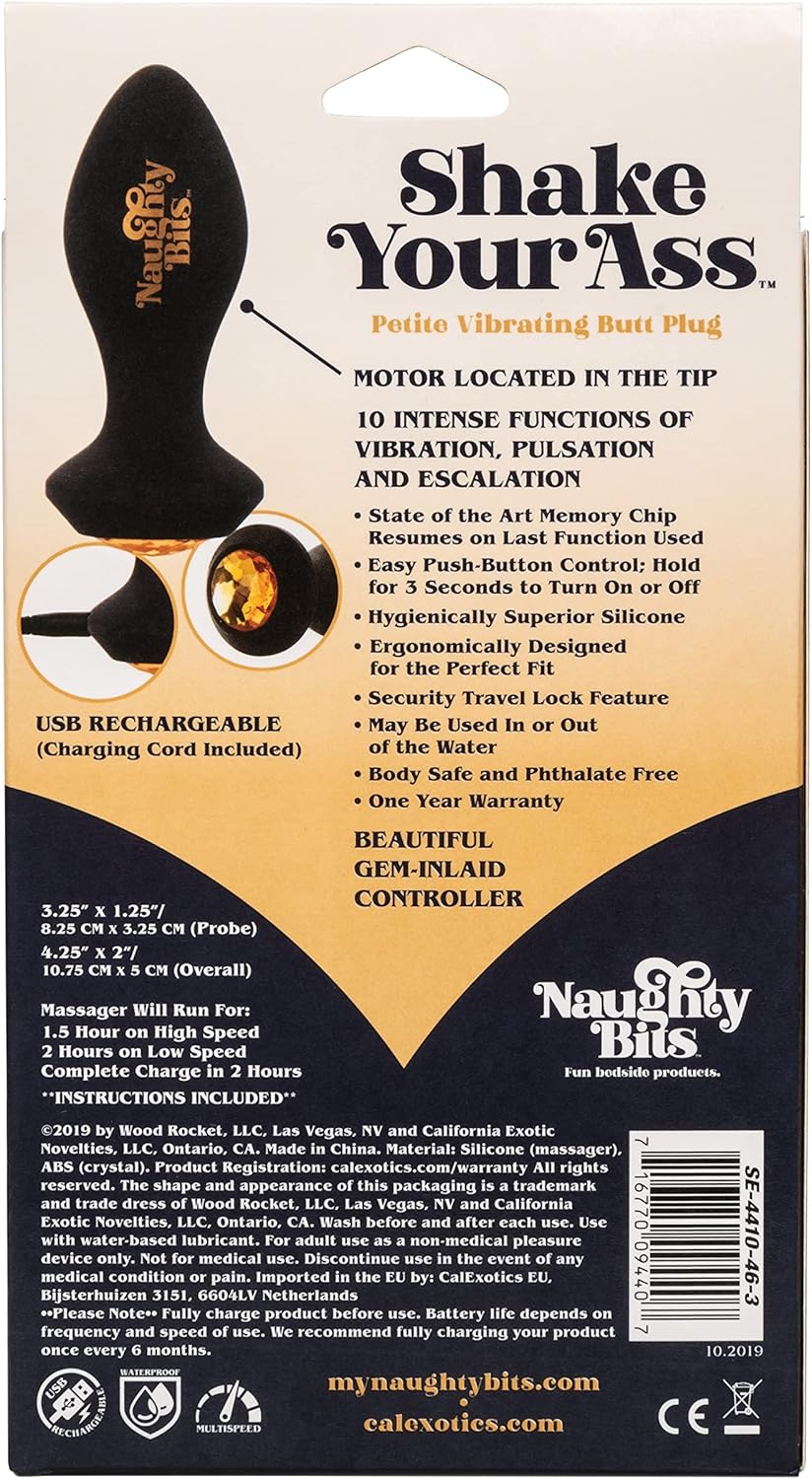 CalExotics SE-4410-46-3 Naughty Bits® Shake Your Ass™ Petite Vibrating Butt Plug