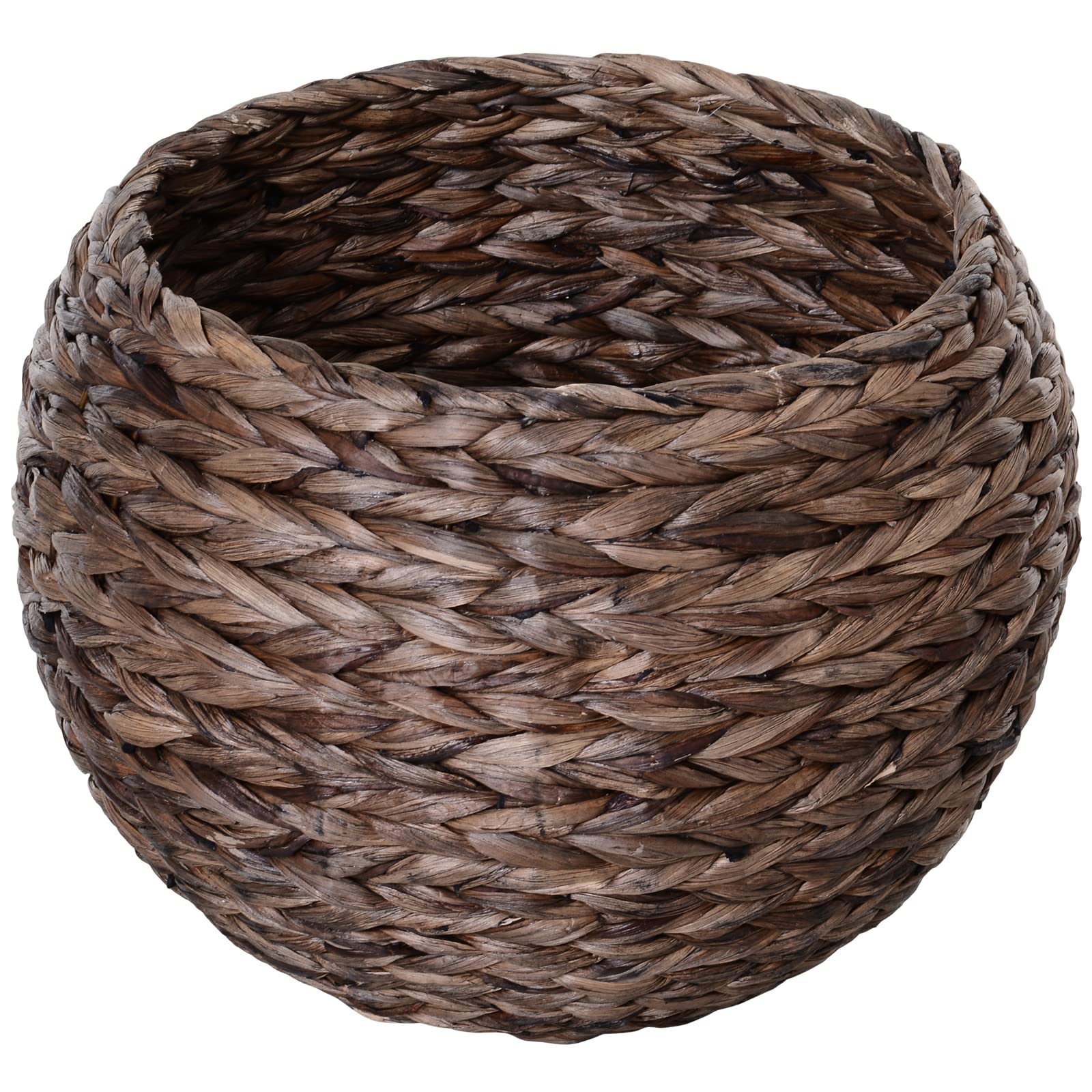 PawHut cesto per gatti in rattan rifugio per gatti grotta per gatti con cuscino letto per animali domestici in giacinto d'acqua per soggiorno marrone scuro 50 x 42 x 60 cm