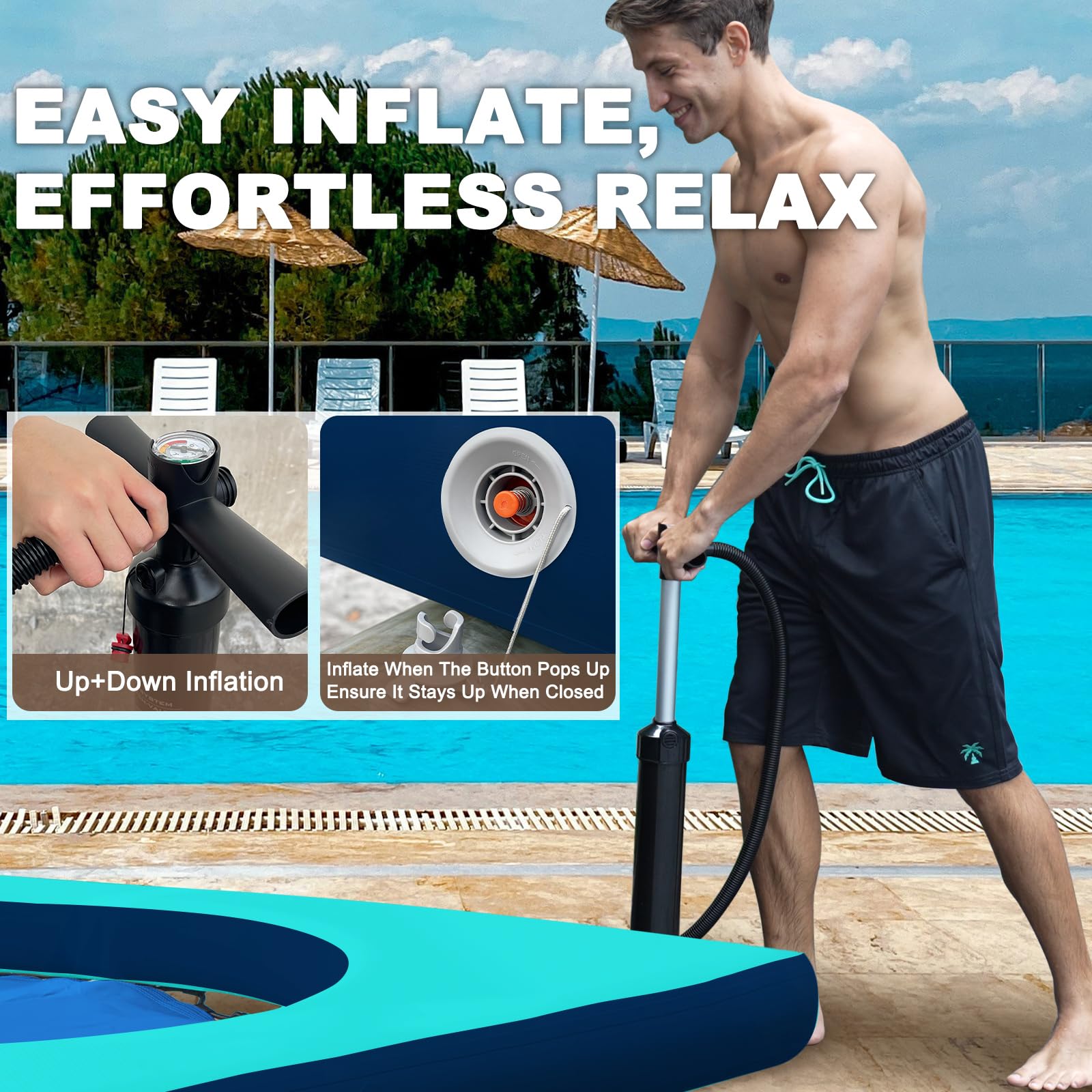 AWEMUFA Inflatable Dock Platform with Mesh Floating Water Hammock Lake Floats Island Raft Tannning Pool Lounger Water Mat for Family Party Pool Beach Ocean product thumbnail 8