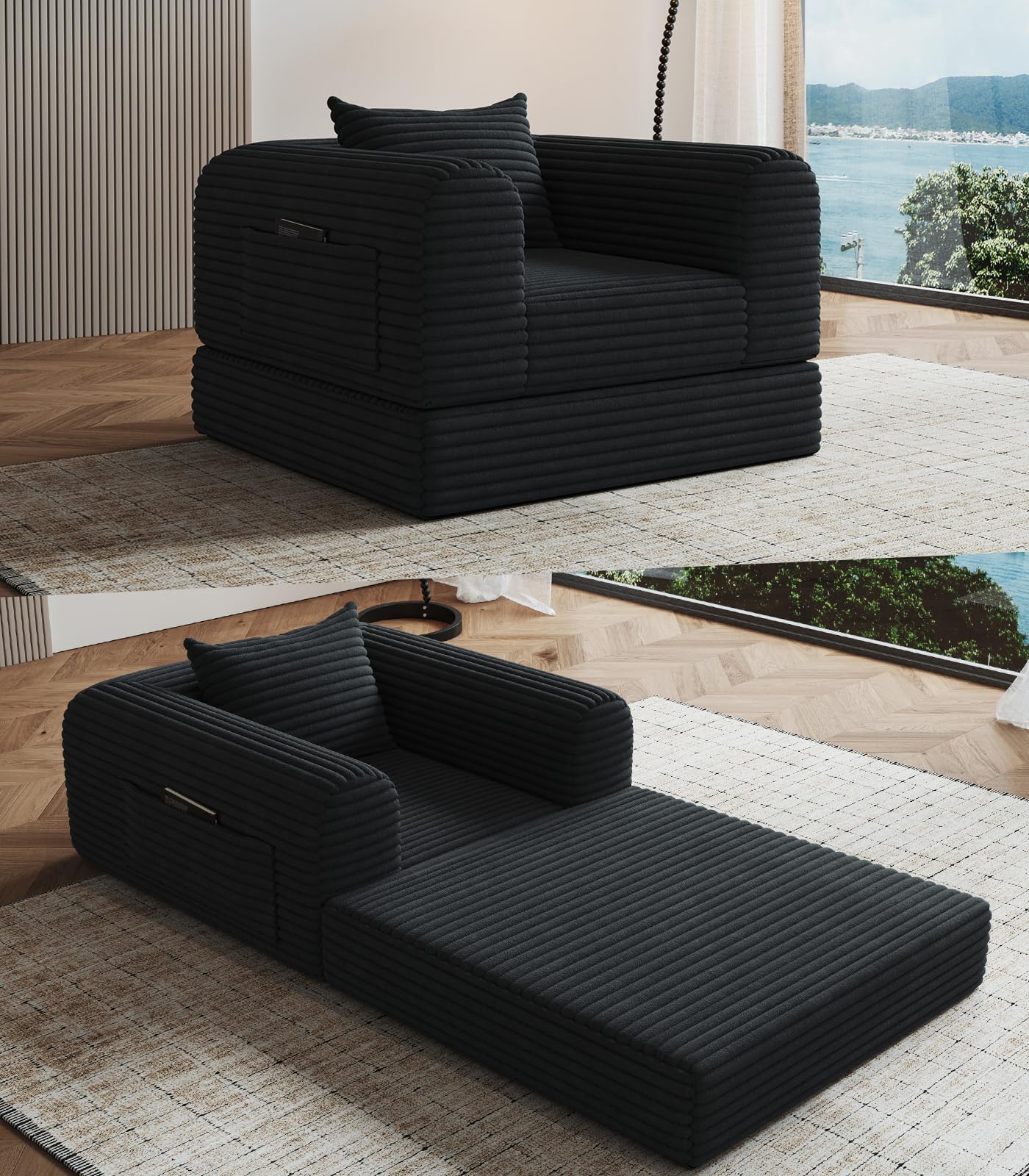 Amazon｜2in1ソファベッド 1人掛けソファ コンバーチブル ローソファ