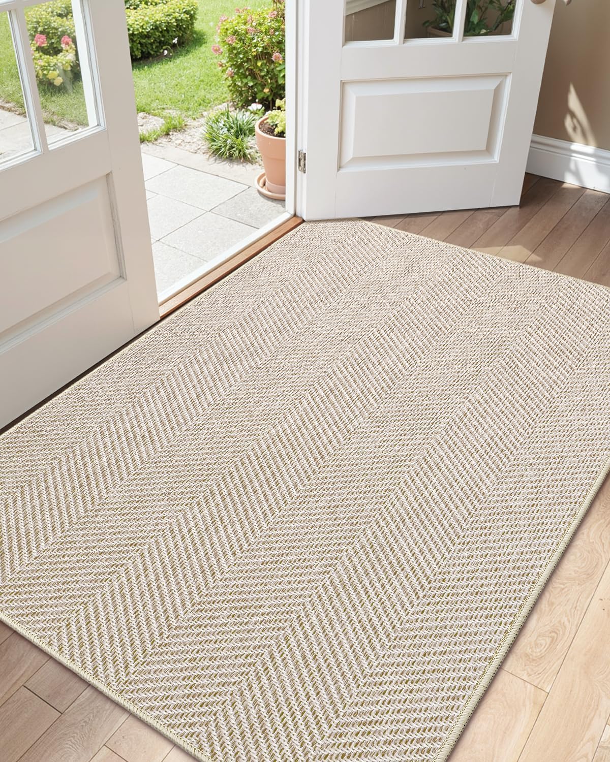 Color&Geometry Ultra Thin Indoor Door Mat 36"x60", Machine Washable Front Door Mat Non Slip, Low Profile Entrance Mat Indoor, Absorbent Carpet for Inside, Entry, Entryway, Marled Hush (FOLD) 3' x 5' (Rectangular) Marled Hush