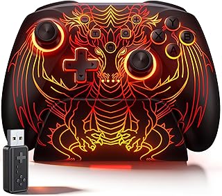 ワイヤレスPCコントローラー、1000Hzポーリングレート、ホール効果ジョイスティック&トリガー、PC/スイッチ2/スイッチ/Android/iOS用コントローラー、1000mAhバッテリー、7つのライトモード/パドル/ターボ/モーション/充電ドック。