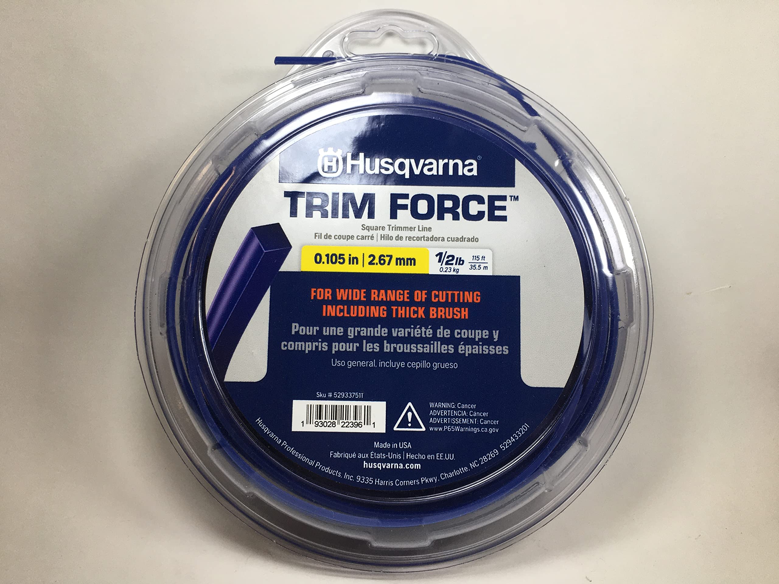 Husqvarna Trim Force 529337511 Bobine de fil carré pour débroussailleuse, Accessoires débroussailleuse, 35 m