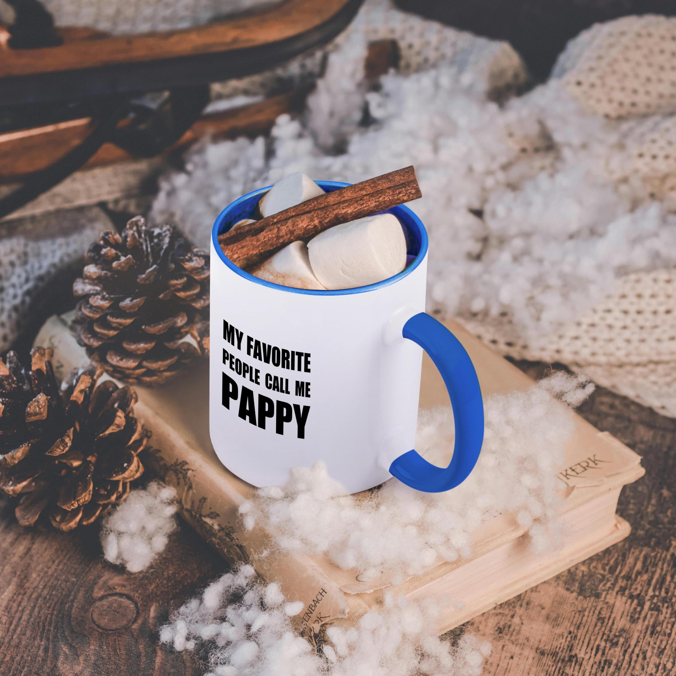 3dRose "My Favorite People Call Me Pappy - Fun Black Text Design For Grandpa" Mug, 11 oz, Black/Blue
