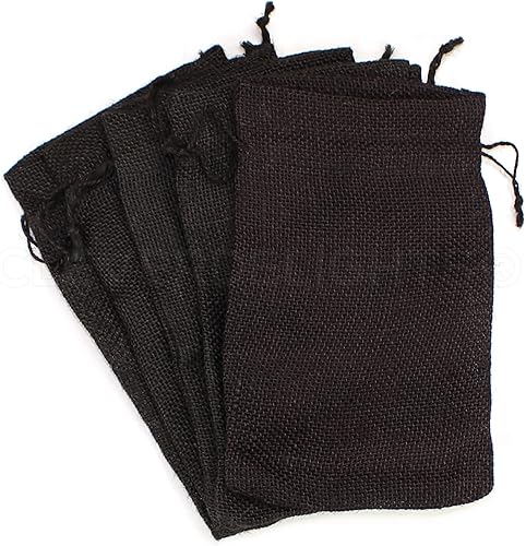 Miniatura 3 de CleverDelights Bolsas de arpillera negras de 6 x 10 pulgadas - Paquete de 10 sacos de yute con cordón de arpillera
