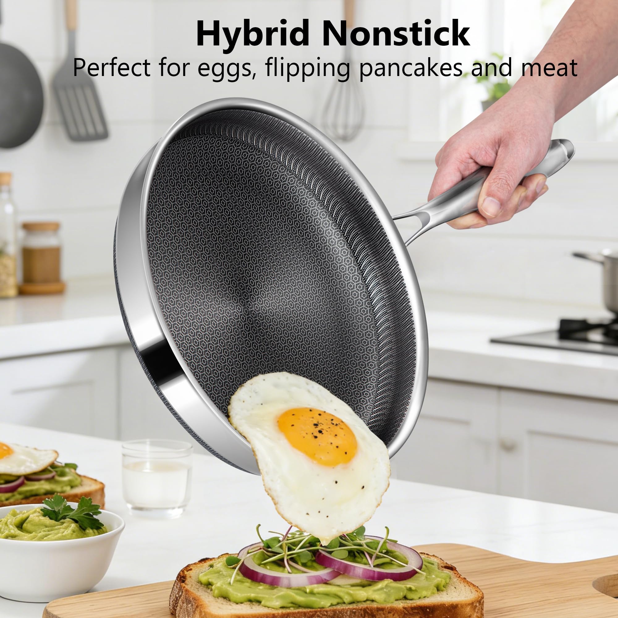Vocvee 12" Non Stick Frying Pan - Oven & Dishwasher Safe -3 Vocvee 12" Non Stick Frying Pan - Oven & Dishwasher Safe -3