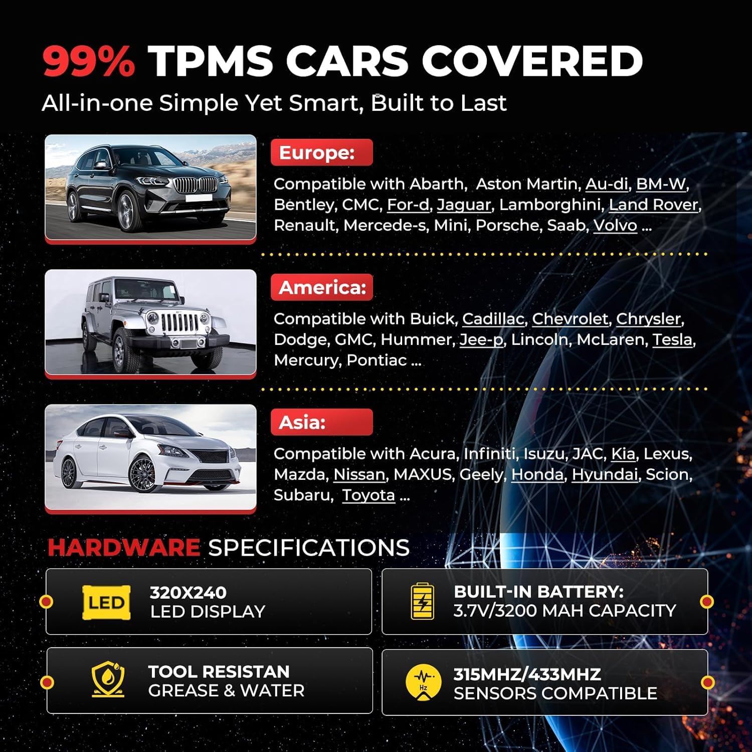 Autel MaxiTPMS TS508WF TPMS Programming Tool, 2025 WiFi Ver. of TS508 TS501 Pro TS408S, Program Autel TPMS Sensors (315/433MHz), TPMS Reset/Relearn/Activate All Sensors, TPMS Scan Tool Read/Clear DTCs