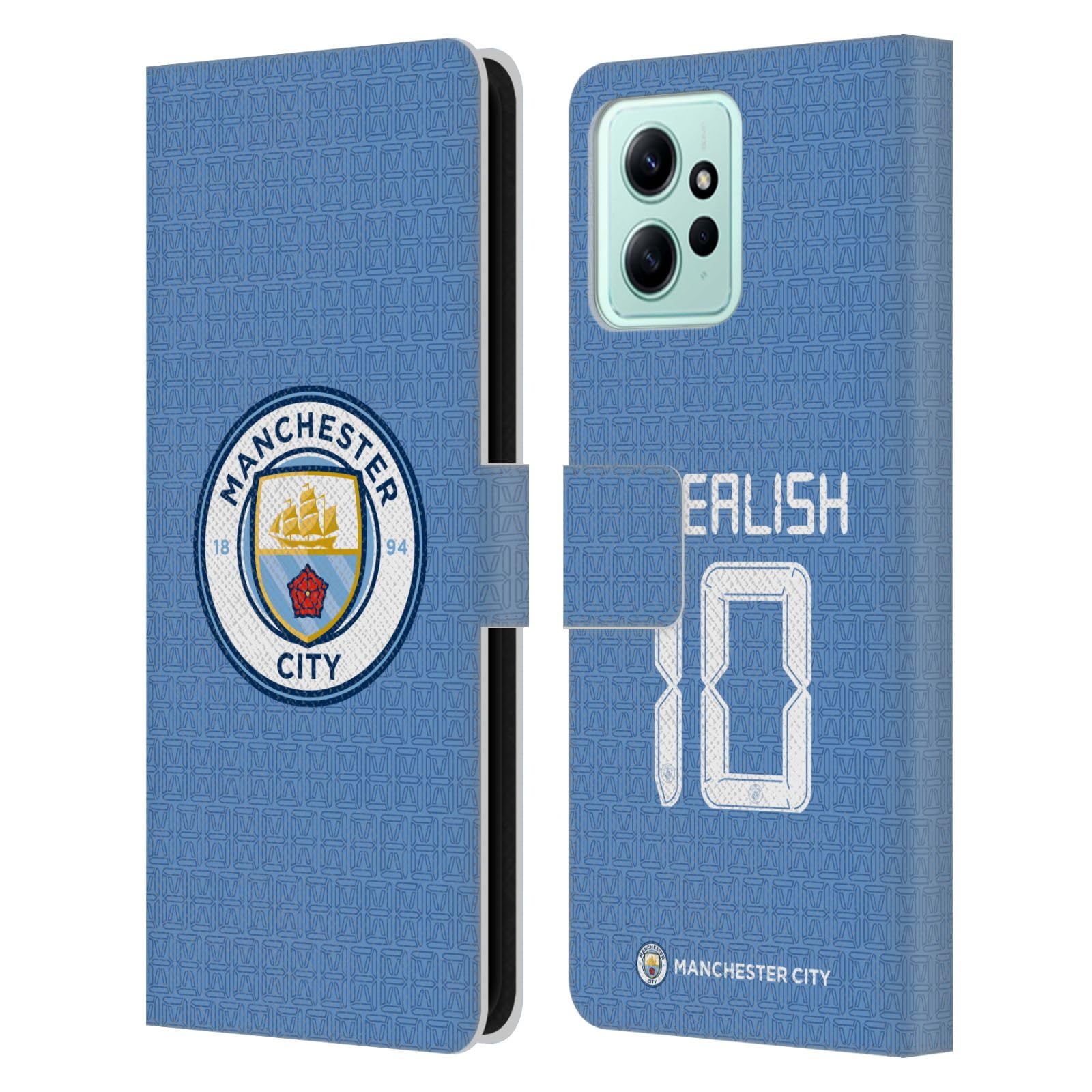 Head Case Designs Officially Licensed Manchester City Man City FC Jack Grealish 2021/22 Players Home Kit Group 1 Leather Book Wallet Case Cover Compatible with Xiaomi Redmi 12