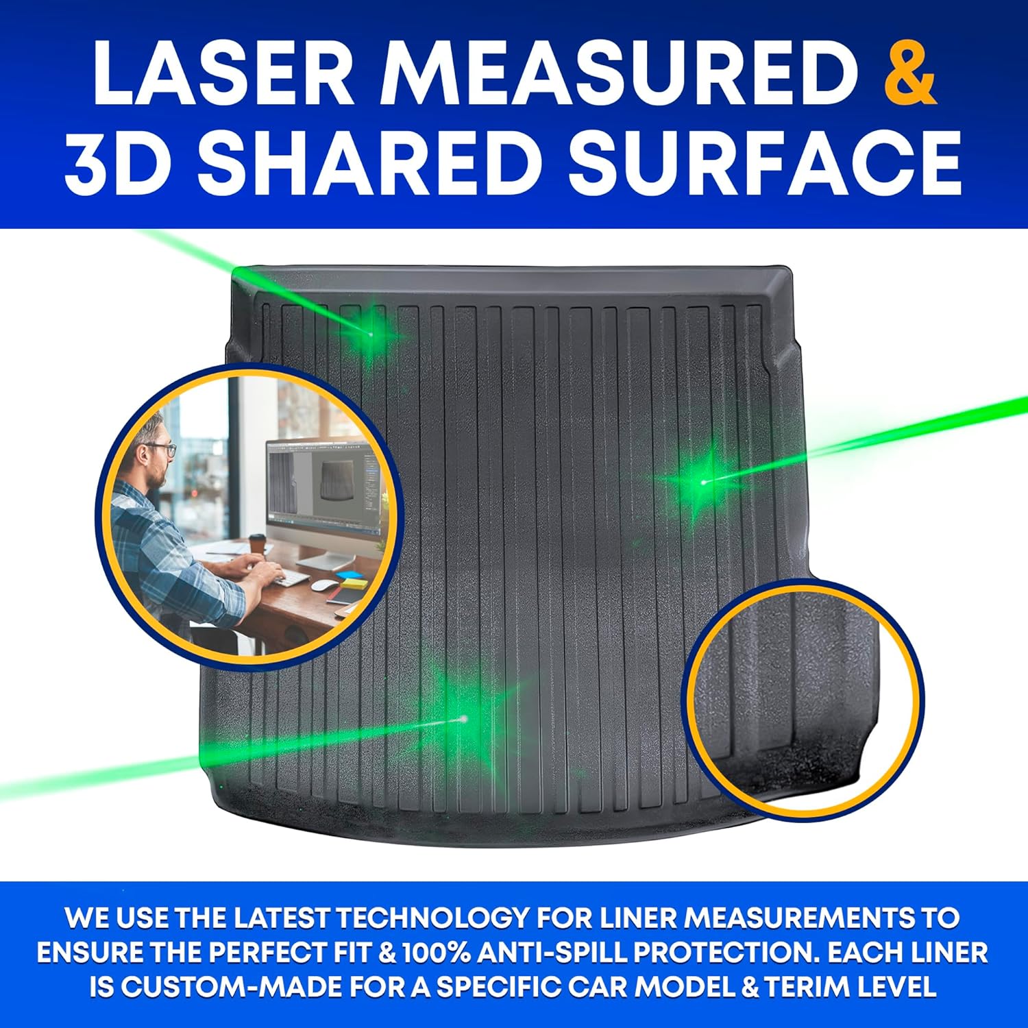 Premium Cargo Liner for Audi Q5 Premium 2018-2025 - 100% Protection - Custom Fit Car Trunk Mat - All-Season Black Cargo Mat - 3D Shaped Laser Measured Trunk Liners for Audi Q5 Prestige - Image 3