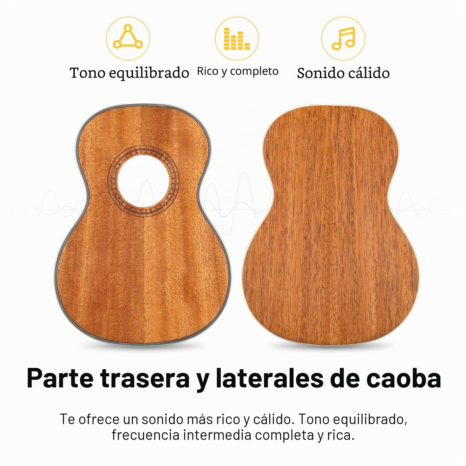 Donner Ukelele Soprano 21 Pulgadas para Adultos Niños Principiante Ukelele Madera Caoba Kit y Cuerda Nylon, Online Lección DUS-200