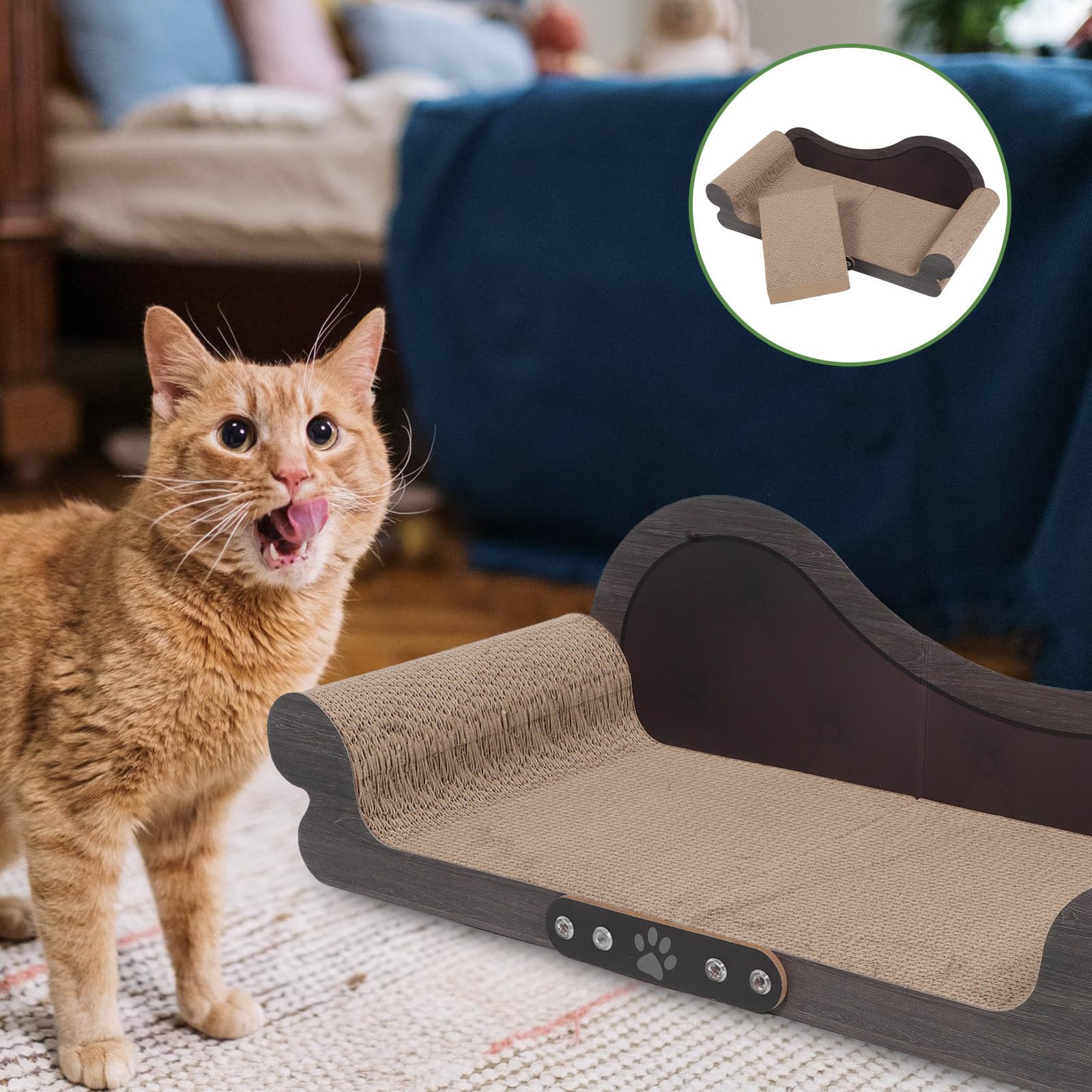 Sofaförmiger Katzenkratzstuhl für Drinnen, Moderne Kratzpappe