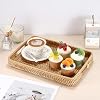 Hipiwe Bandeja de Servir Grande de Ratán Tejido, Organizador de Canasta de Mimbre, 13.4"x9.5" | Canastas Rectangulares con Asas, Decoración para Mesa de Café, Bandejas Decorativas Naturales para Almacenamiento, Desayuno, Postre, Frutas 5