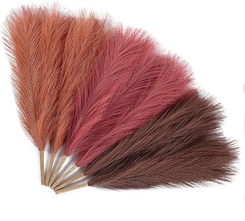 YYS Hierba sintética de las pampas de 17.7 pulgadas con 6 tallos de hierba pomposa, arreglo floral para un ambiente inspirado en la decoración del