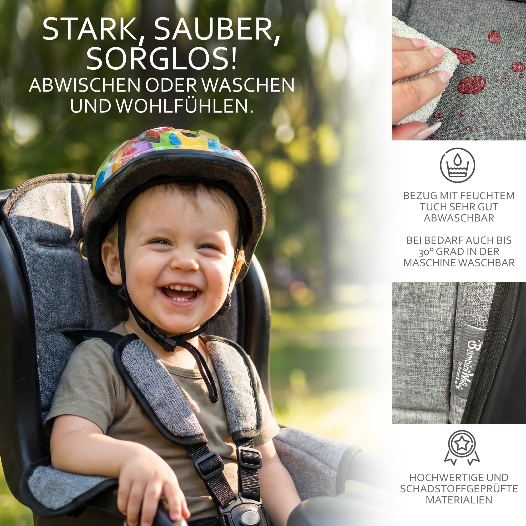 Ersatzbezug kompatibel mit Römer Kinderfahrradsitz – Weiches Ersatzpolster für Fahrradsitz Kinder – Sitzbezug, waschbar bei 30°C – Komfort Polster für Kinder Fahrradsitz MOD 5 (grau meliert)