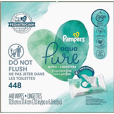 Amazon.com : Pampers Aqua Pure 6X Pop-Top Sensitive Water Baby Wipes