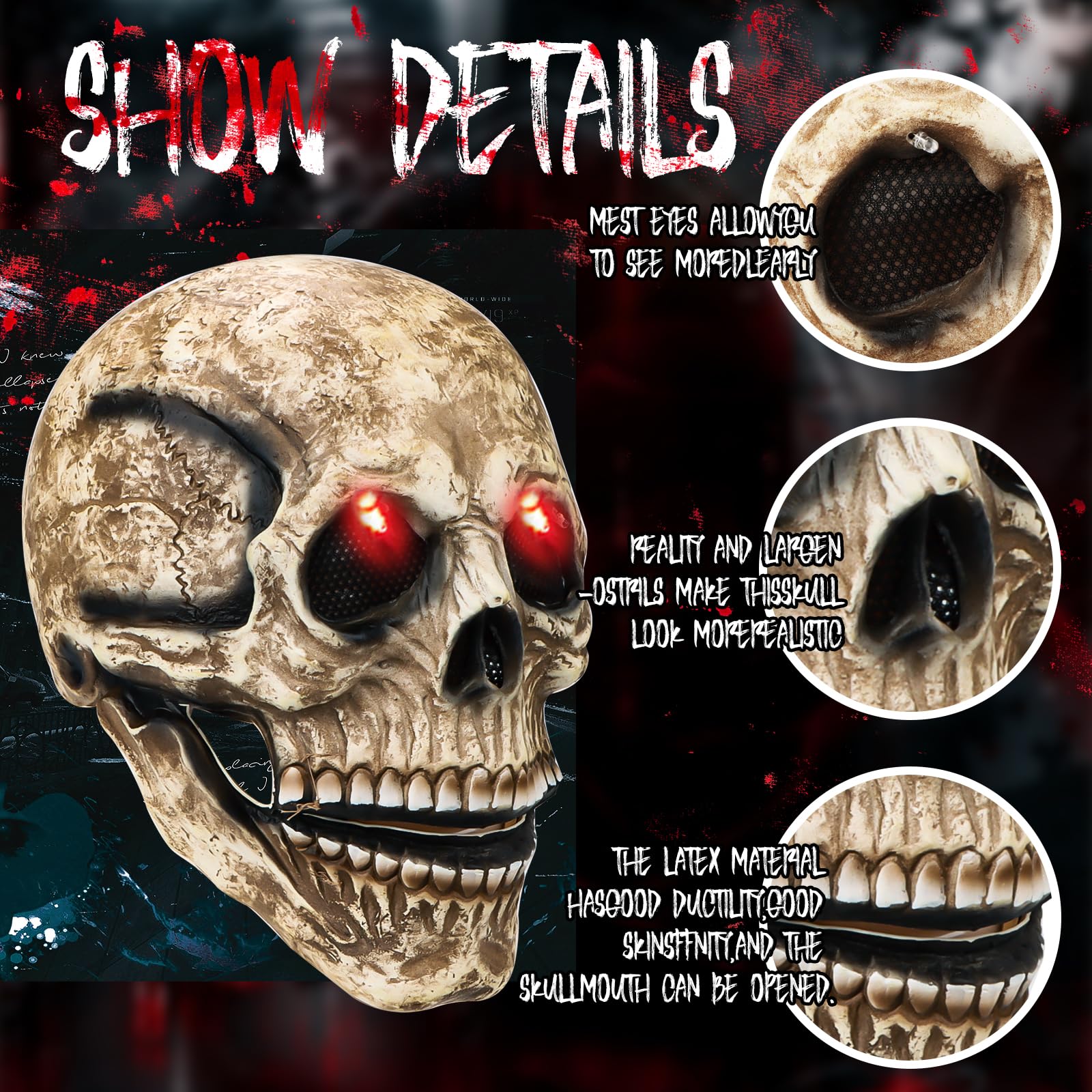 LED Halloween Skull Masks Wire Light, Ghost Mask Scary Skeleton Masks - Image 4