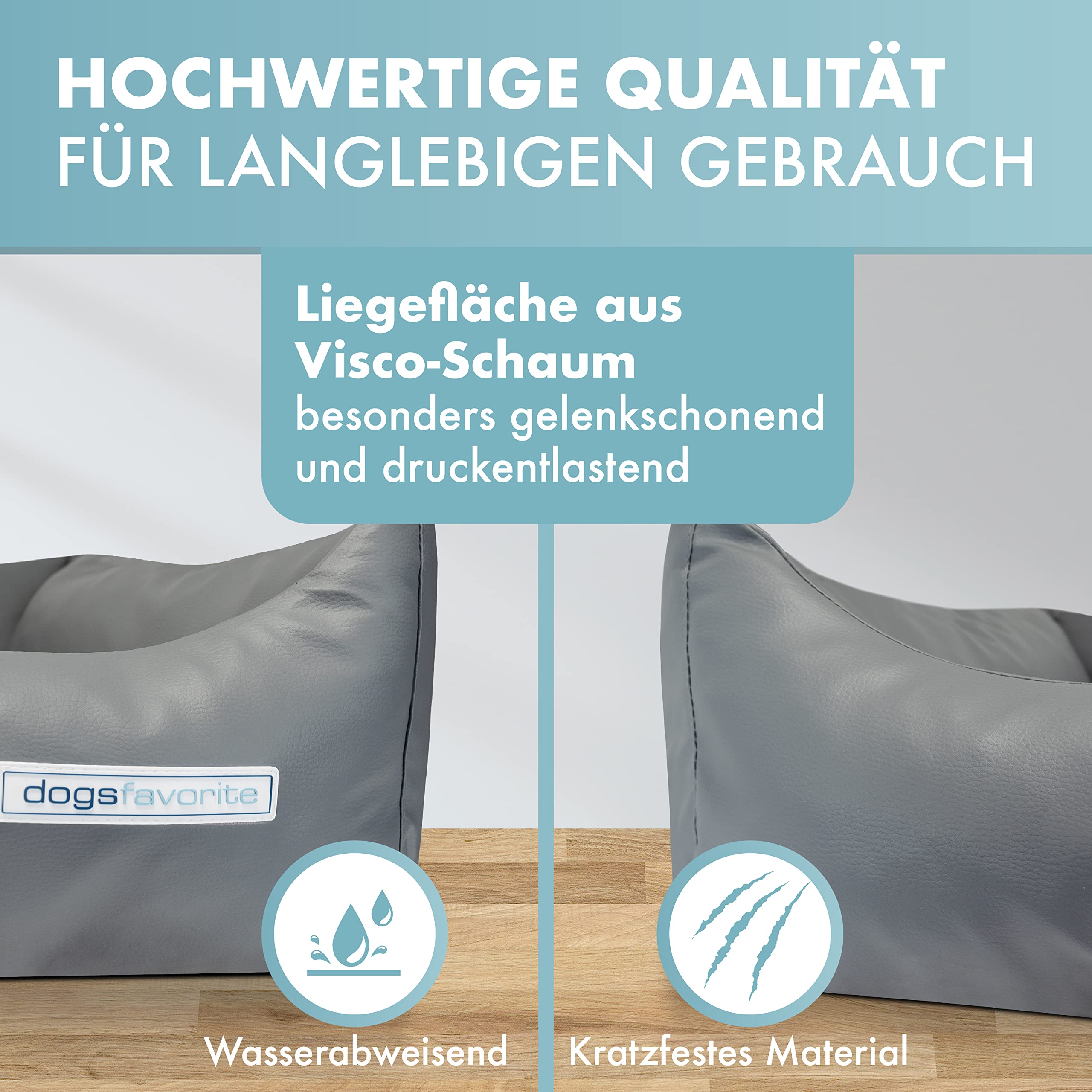 Hunde-Bett mit Visco-Kissen - waschbares Hundekörbchen - hochwertiges Hundesofa - gelenkschonendes Hundekissen - robuste Hundematte - orange - Gr. L - 115 x 85 cm