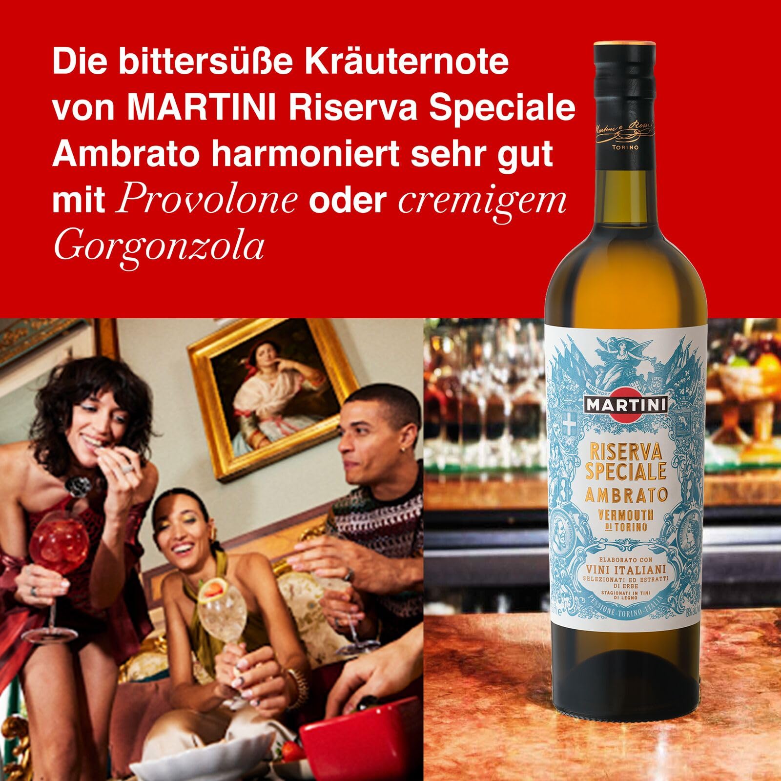 MARTINI Riserva Speciale Ambrato Wermut Aperitif, 18% vol., 75cl / 750ml, heller Wermut angereichert mit einzigartigen Botanicals