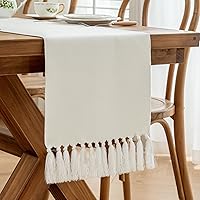 Vista 9 de Laolitou Camino de mesa verde de 72 pulgadas de largo, camino de mesa bohemio de granja, textura de lino de arpillera, decoración de mesa de comedor