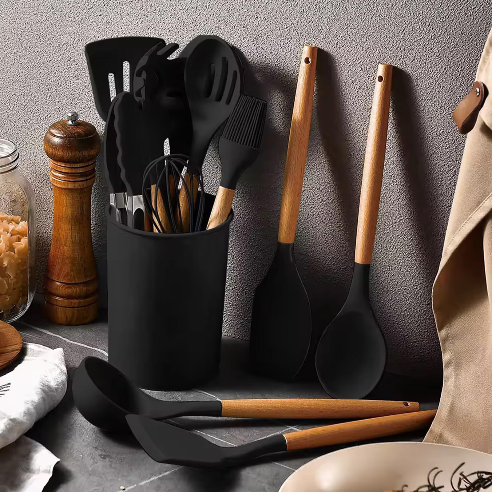 Ensemble Ustensiles Cuisine Silicone Ustensiles Remuer Cuisiner Faire