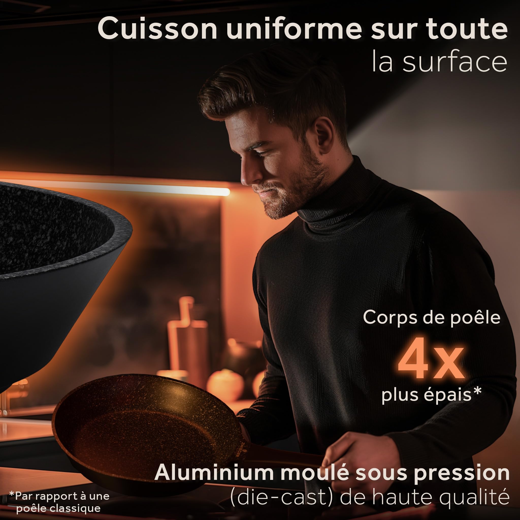ZWIEGER Poêle à Frire 28 cm – Grande Poele Induction, Fonte d'Aluminium, Fond Inox Intégral, Compatible Tous Feux – Antiadhésif, Sans PFOA et PFOS