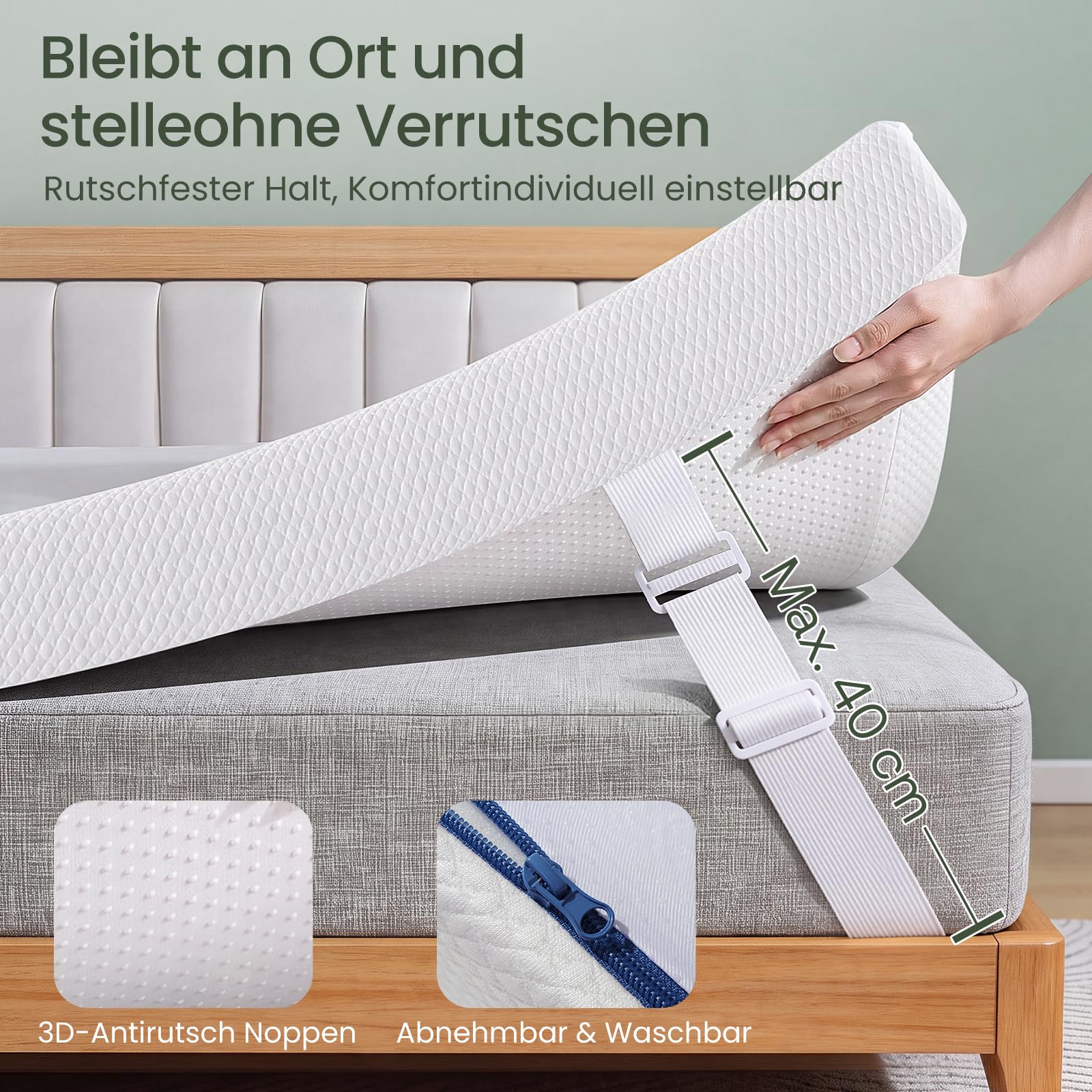 Matratzen Topper 140x200cm H3/H4, 10 cm Gel Memory Schaum, Öko-TEX Zertifiziert, Atmungsaktiv und Waschbar, rutschfest für Boxspringbett und Schlafsofa